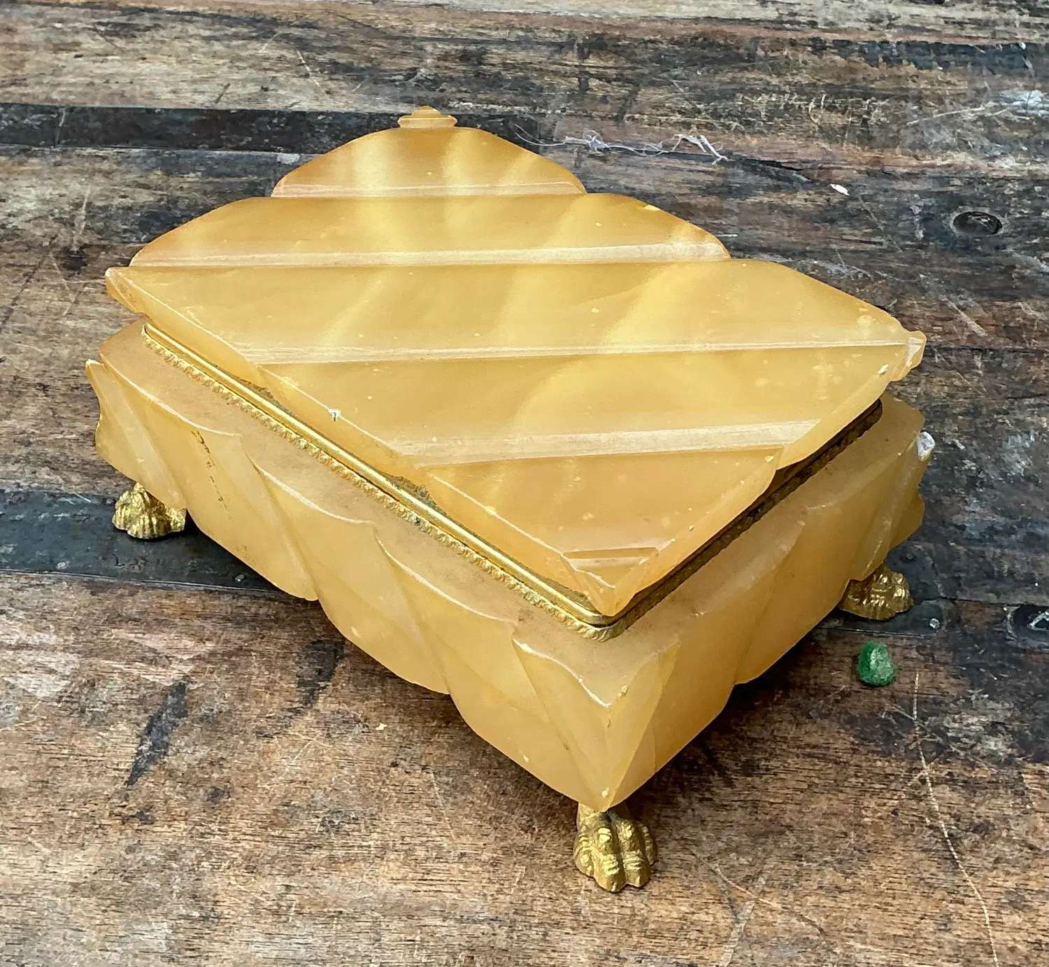 Vintage Quilted Onyx Box - Back view