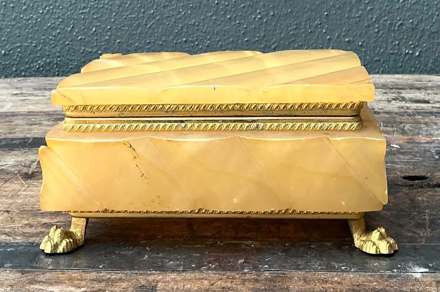 Vintage Quilted Onyx Box - Top view