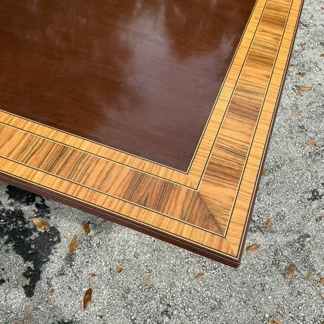 Vintage Regency Birdseye and Mahogany Square Dining Tables - a Pair - Top view