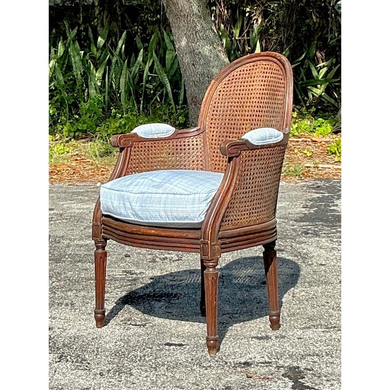 Vintage Regency Cane Fireside Bergere Chair - Detail view