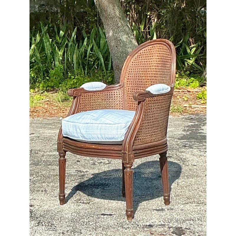 Vintage Regency Cane Fireside Bergere Chair - Top view