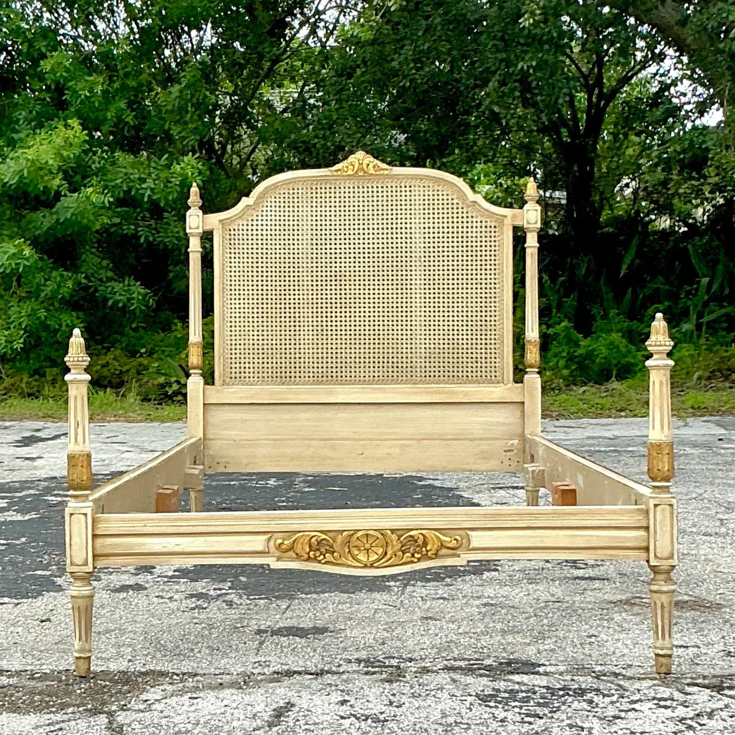 Vintage Regency Gilt Tipped Cane Twin Bedframe