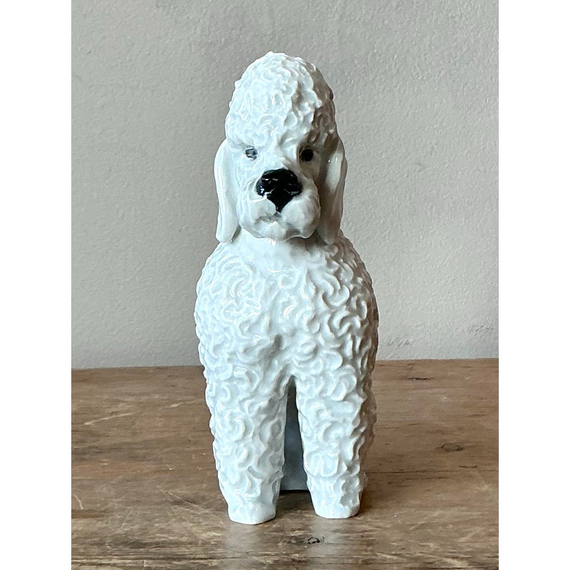 Vintage Regency Glazed Ceramic Poodle - Side view
