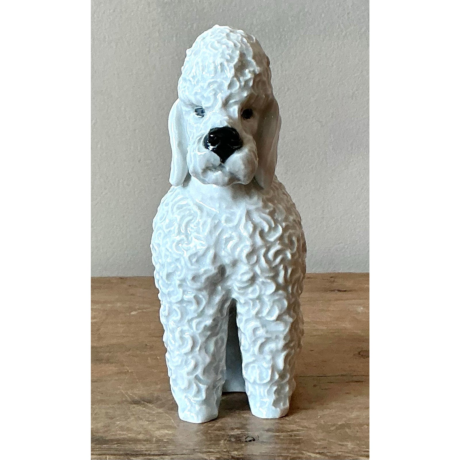 Vintage Regency Glazed Ceramic Poodle - Top view