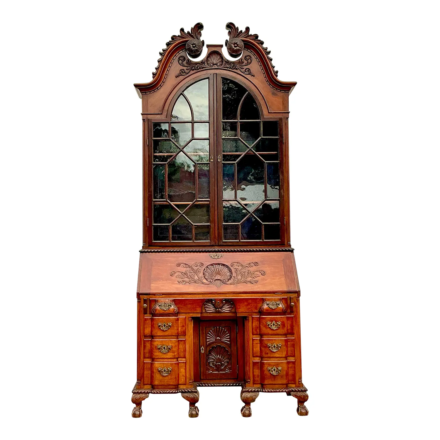 Vintage Regency Monumental Carved Georgian Secretary Desk