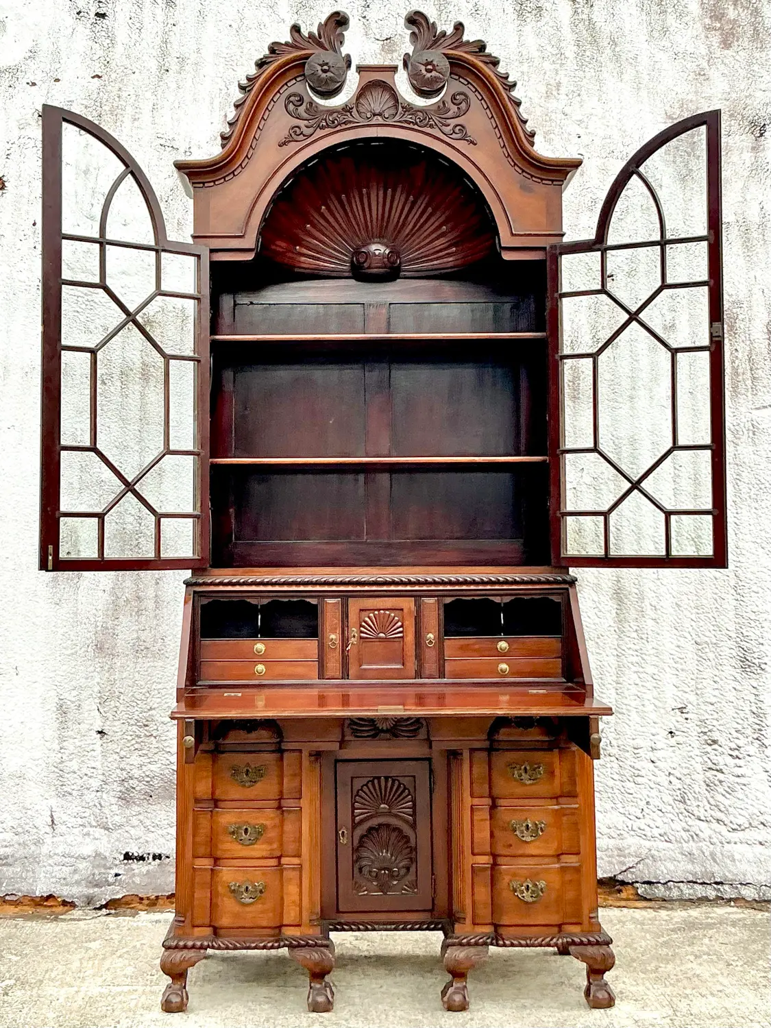 Vintage Regency Monumental Carved Georgian Secretary Desk - Side view