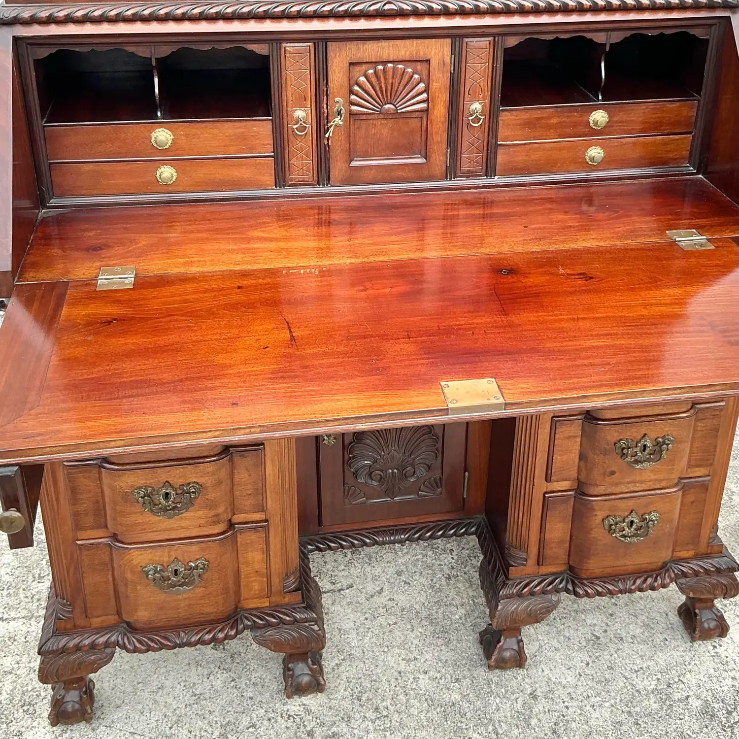 Vintage Regency Monumental Carved Georgian Secretary Desk - Back view