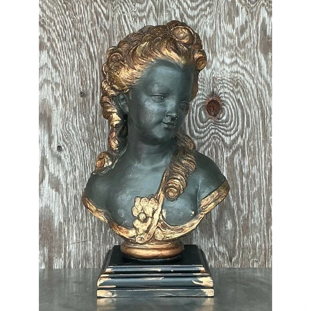 Vintage Regency Polychromed Plaster Bust of Woman - Side view