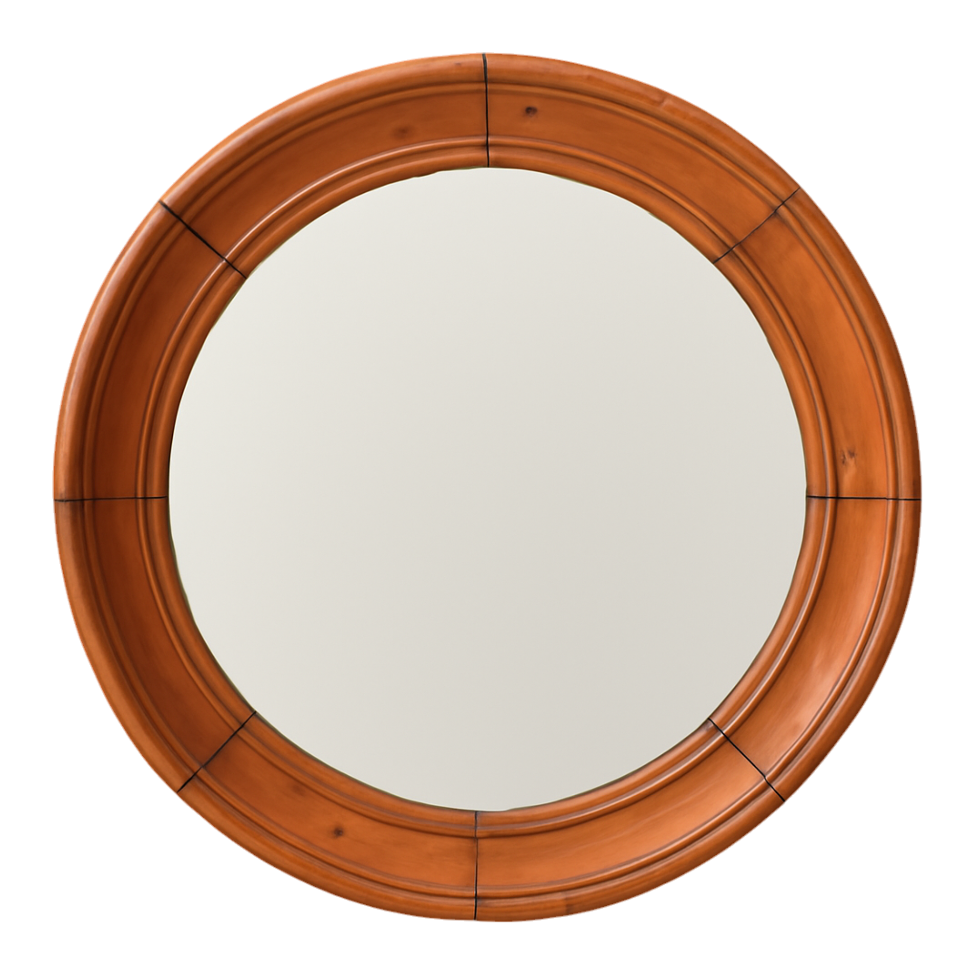 Vintage Round Wood Frame Mirror