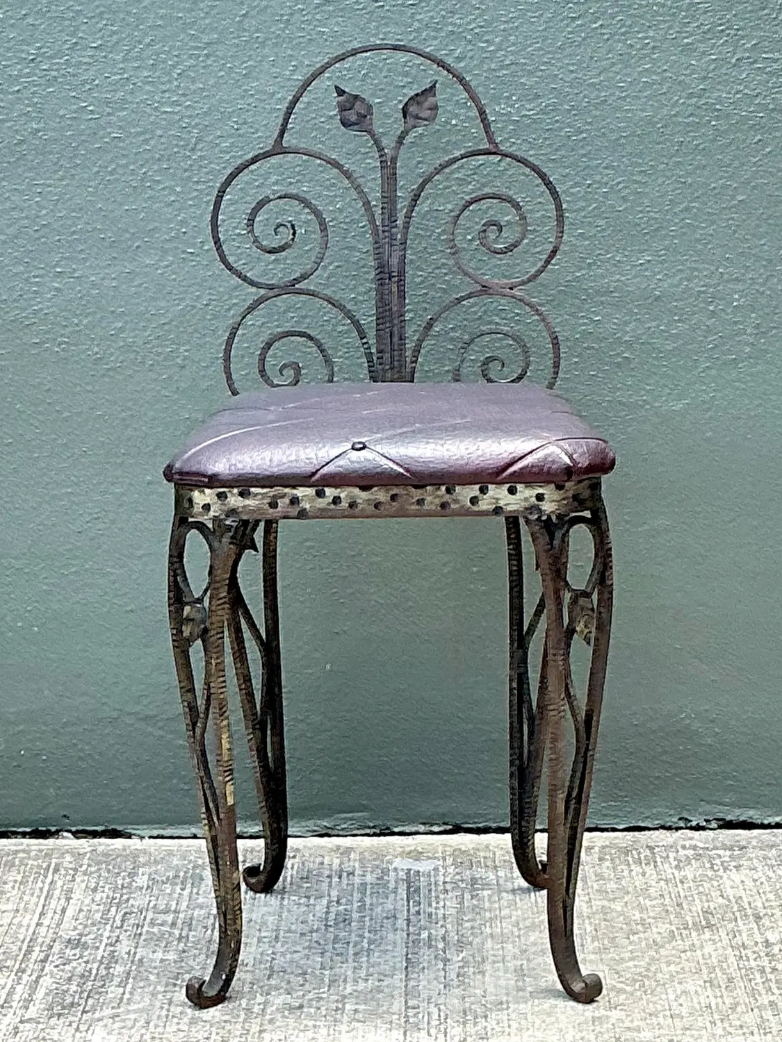 Vintage Scroll Wrought Iron Vanity Chair - Top view