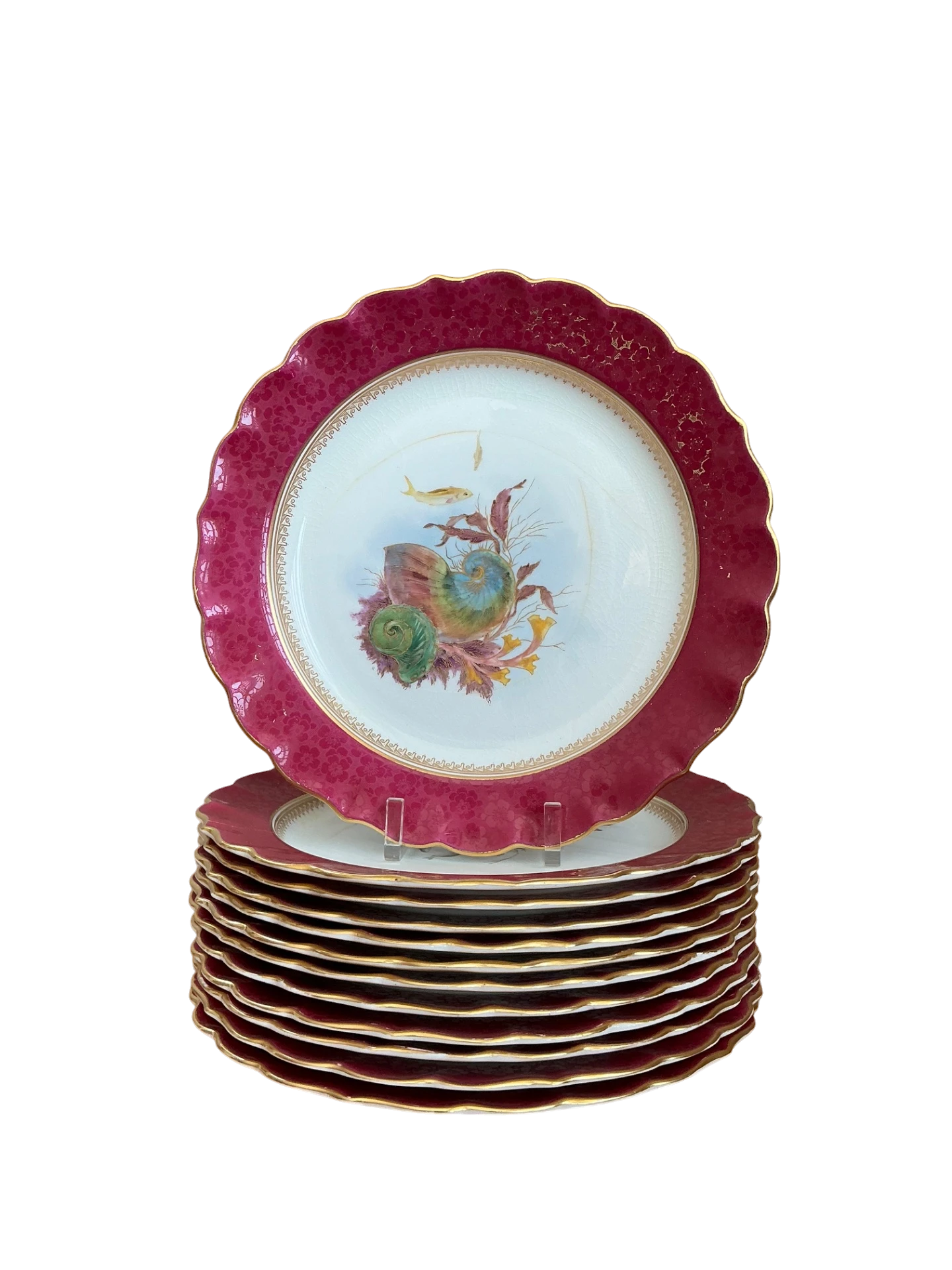 Vintage Sea Life Decorated Dinner Plates - Set of 12