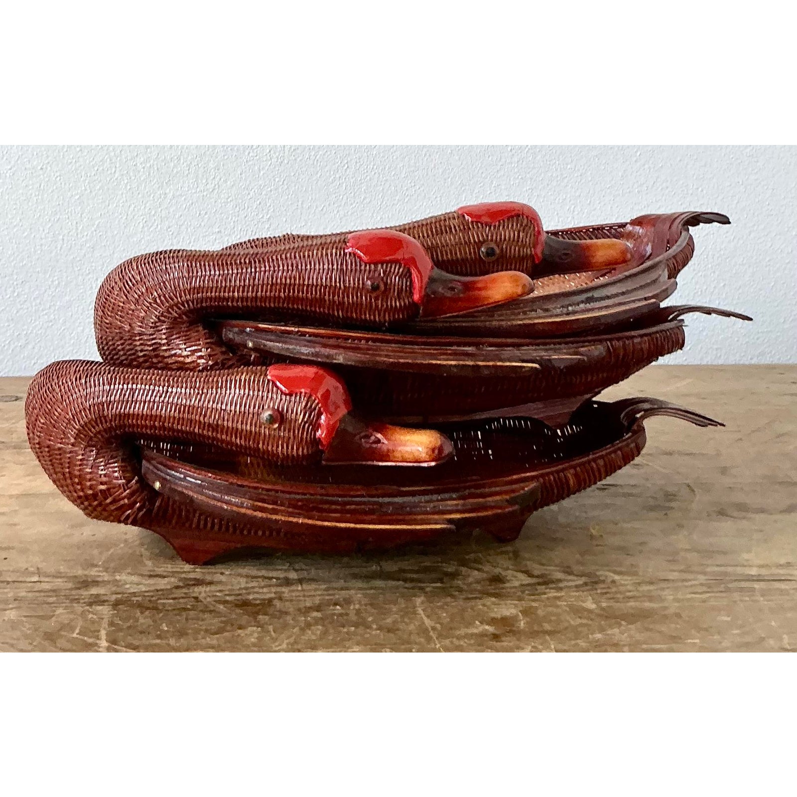 Vintage Shanghai Handicrafts Duck Trays - Set of 3 - Back view