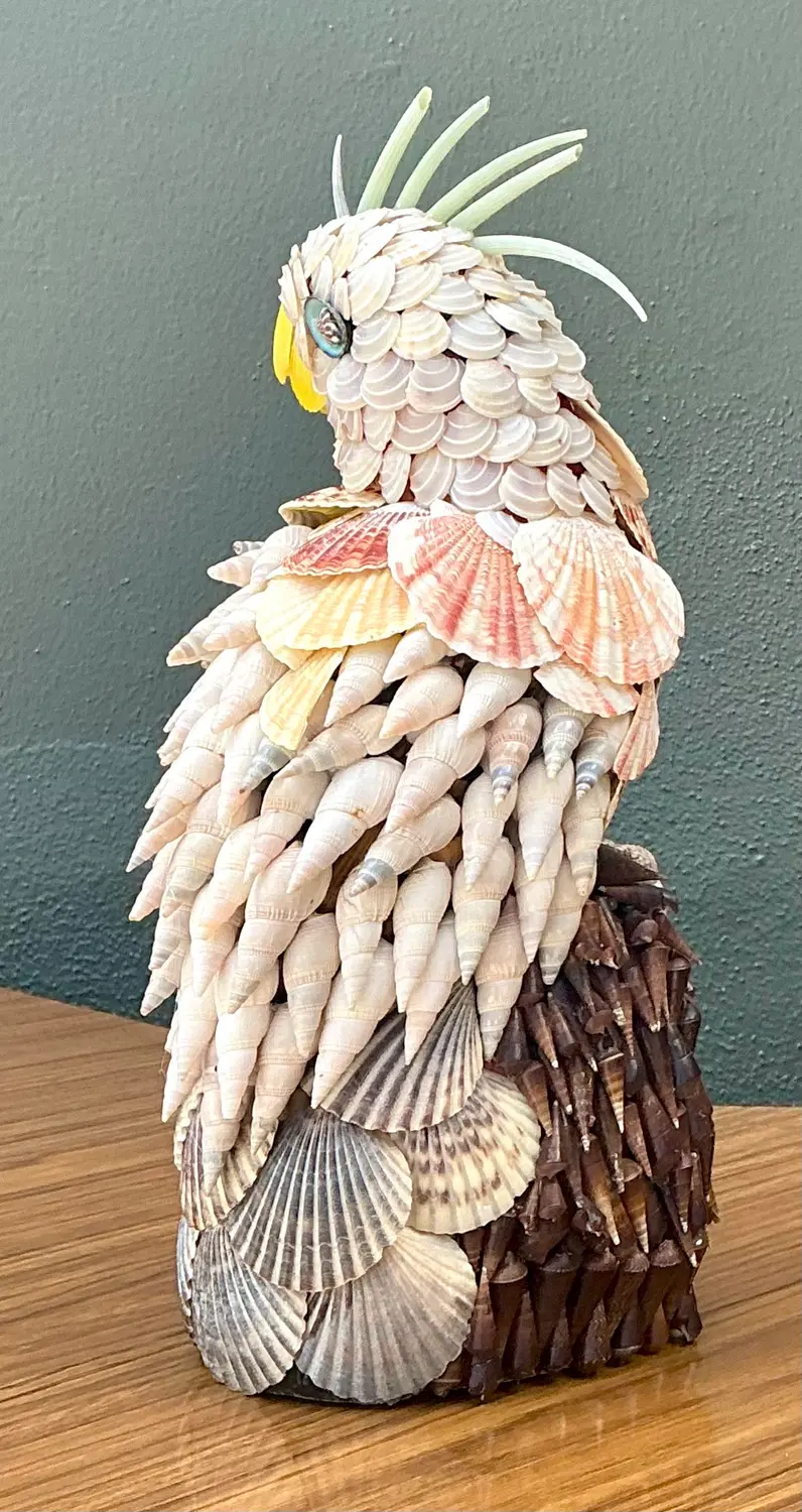 Vintage Shell Encrusted Cockatoo - Side view