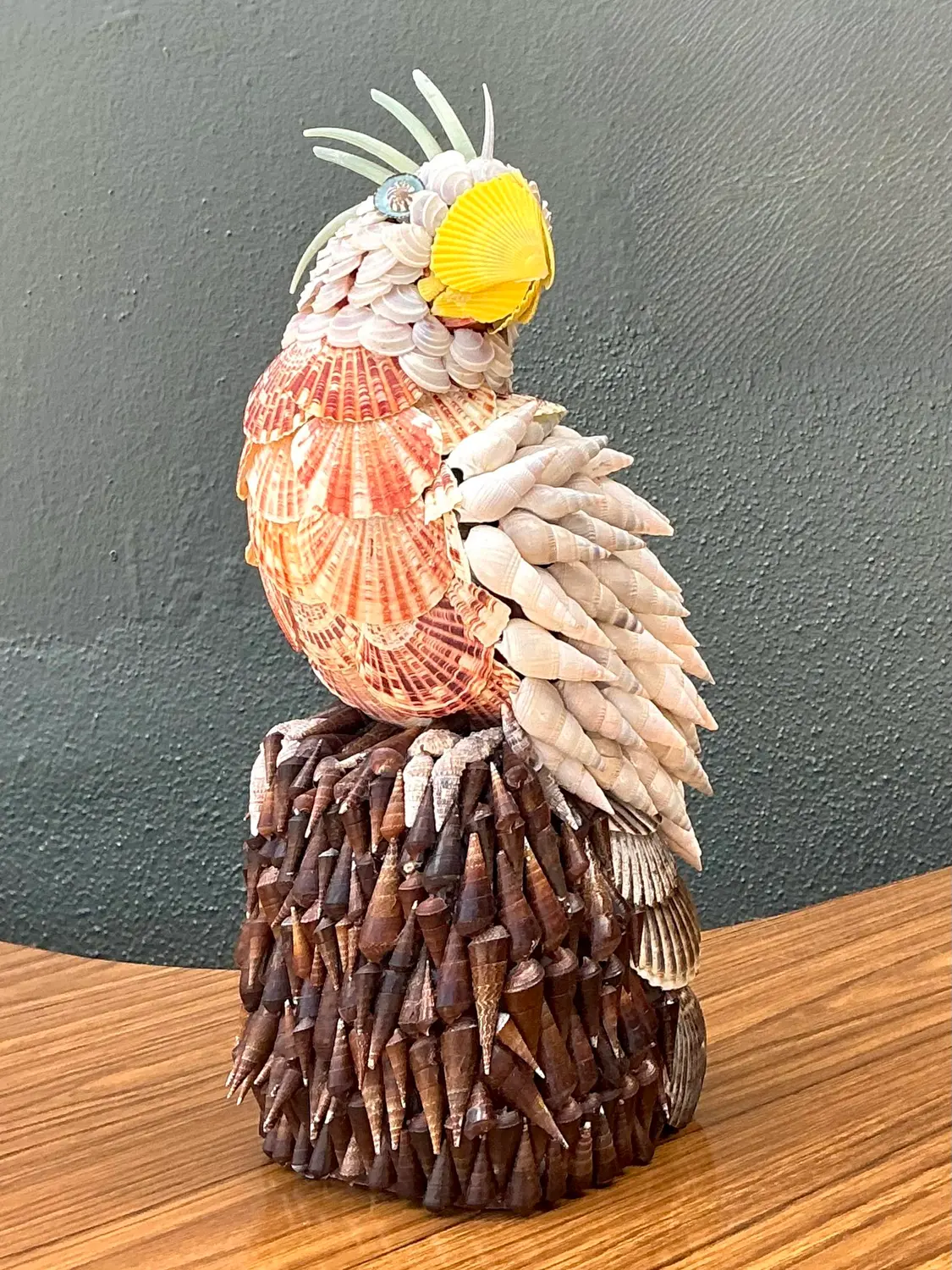 Vintage Shell Encrusted Cockatoo - Top view