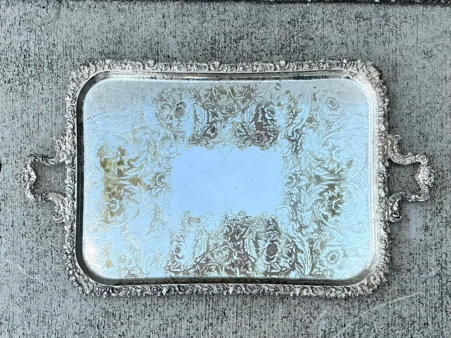 Vintage Silver Plate Tray - Detail view