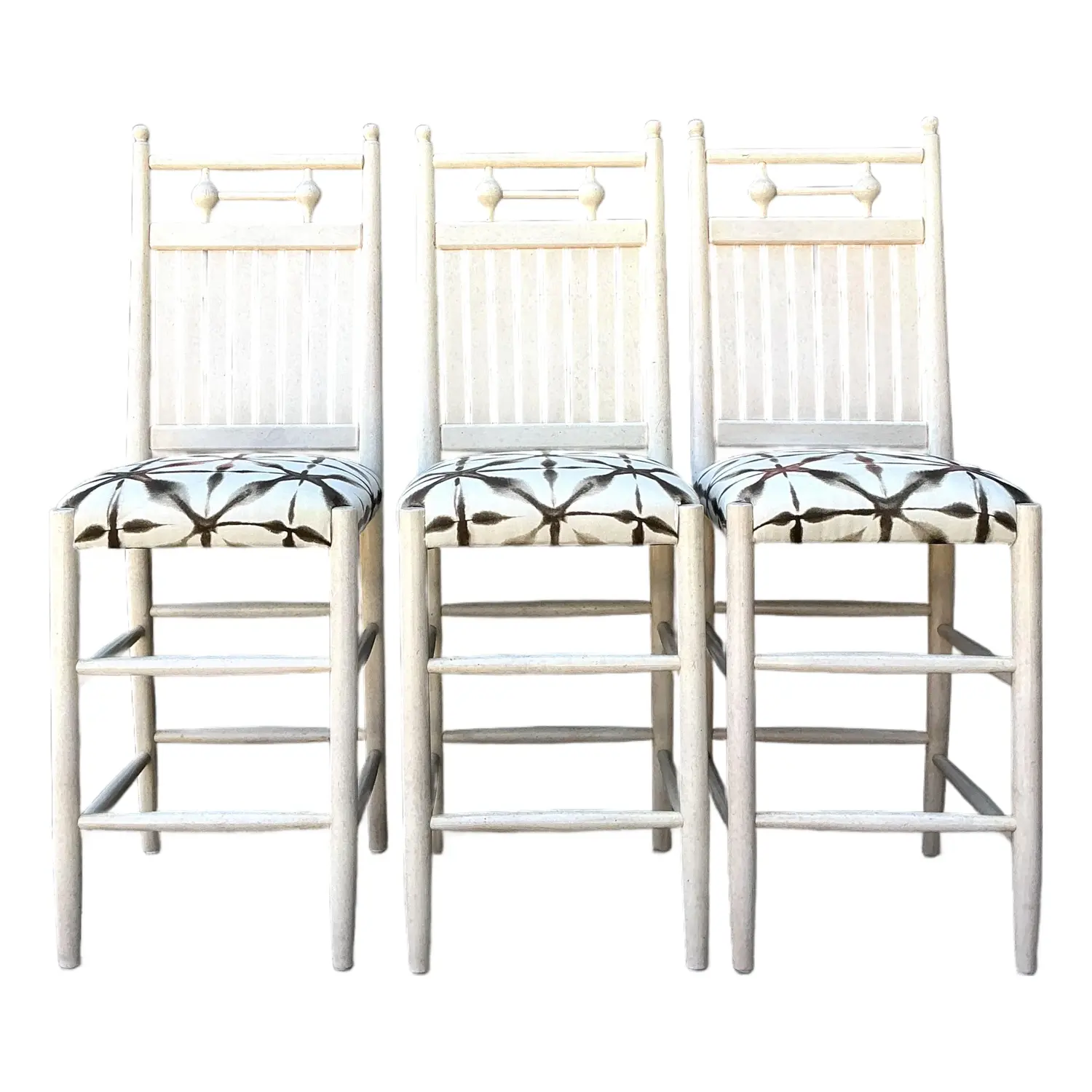 Vintage Slat Bar Stools - Set of 3