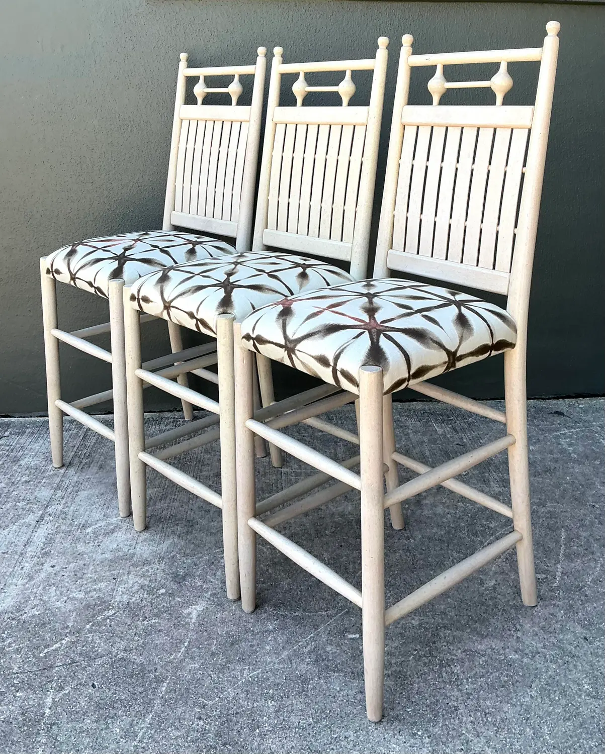 Vintage Slat Bar Stools - Set of 3 - Side view