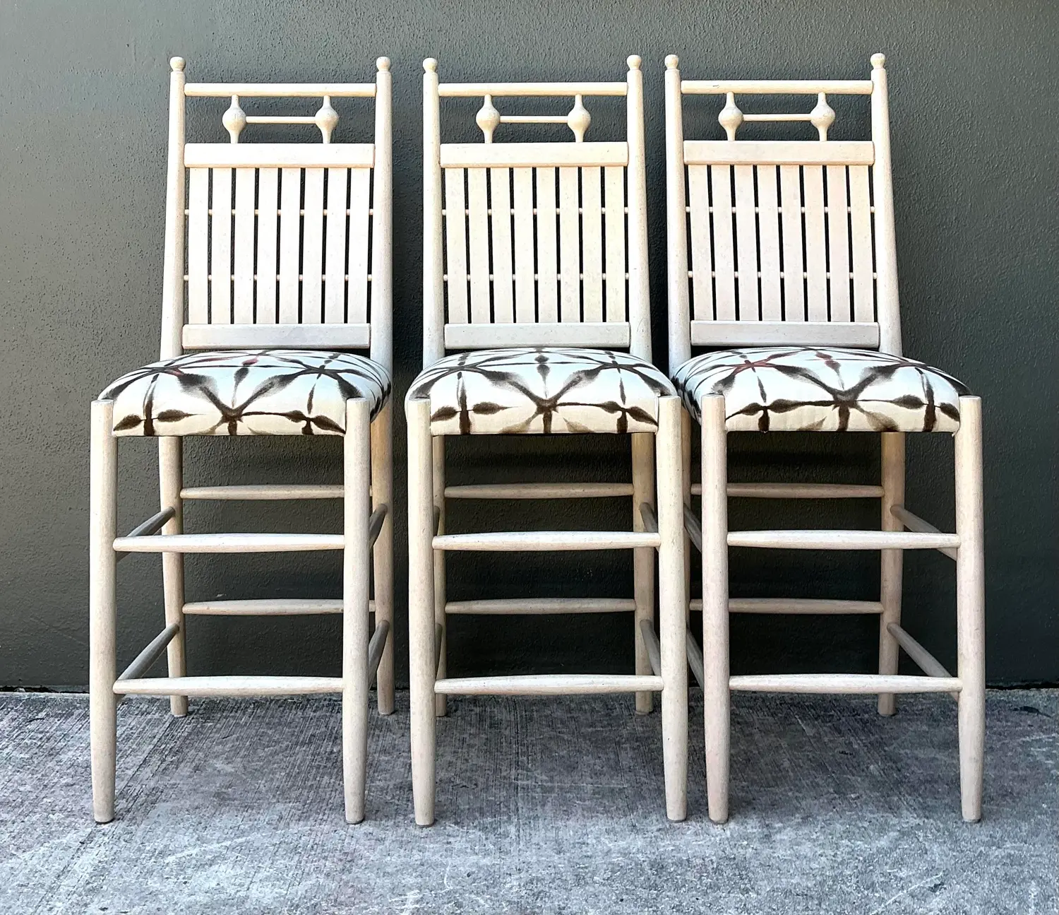Vintage Slat Bar Stools - Set of 3 - Top view