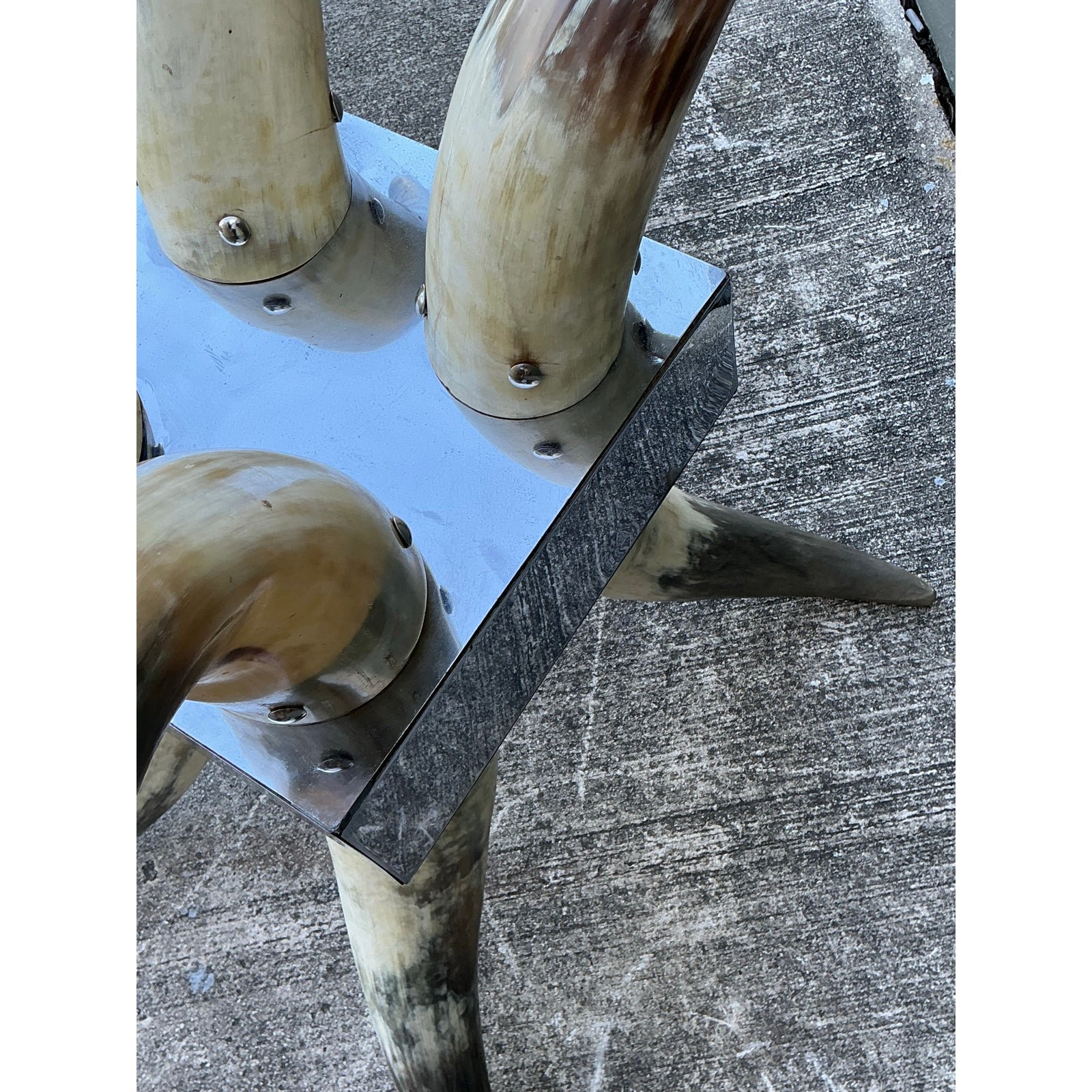 Vintage Steer Horn Table Pedestal - Side view