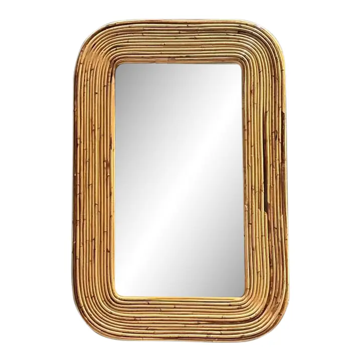 Vintage Tagged Gabriella Crespi Pencil Reed Mirror