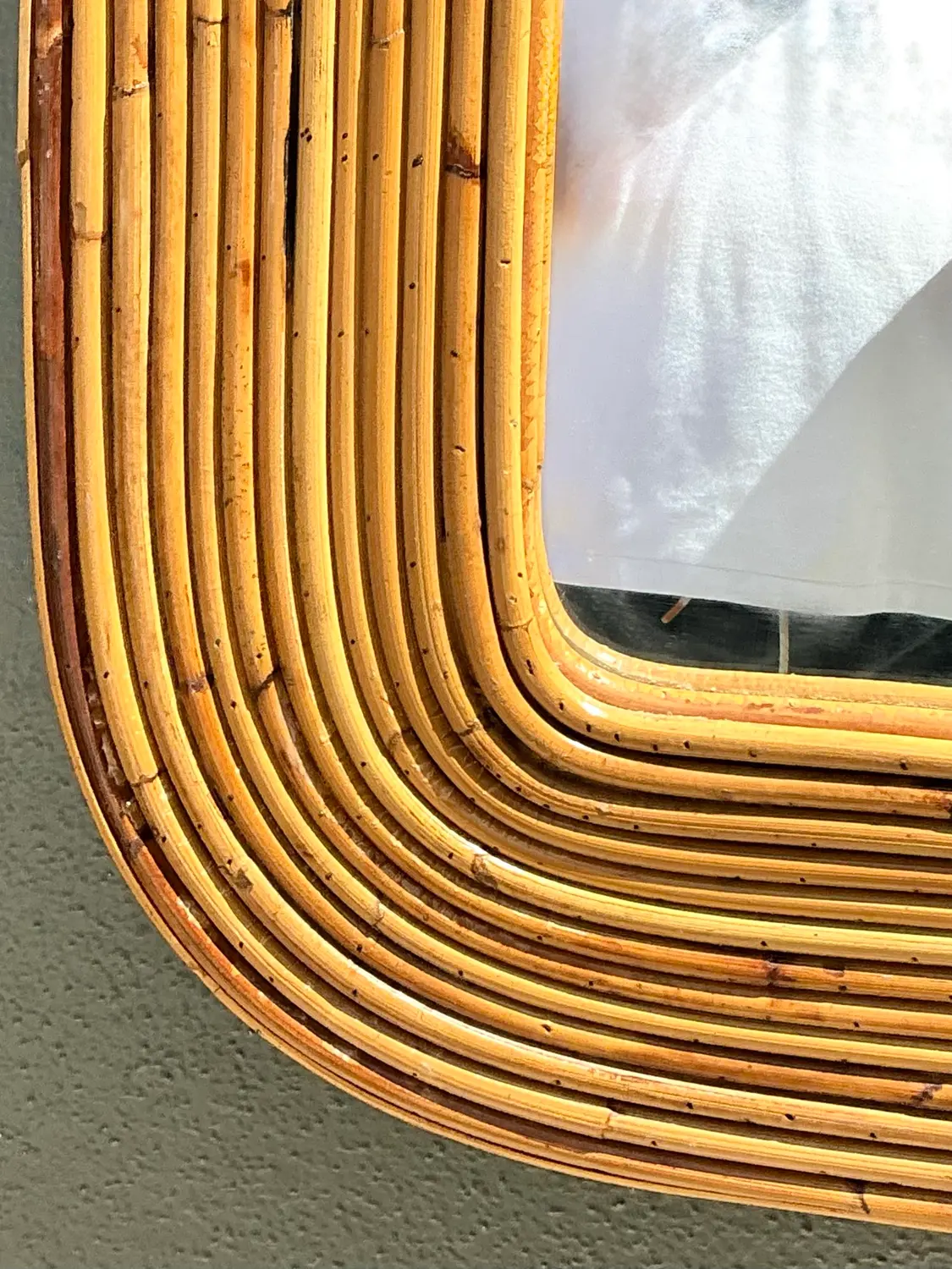 Vintage Tagged Gabriella Crespi Pencil Reed Mirror - Back view