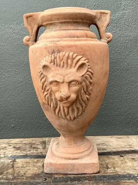 Vintage Terracotta Lion’s Head Urn - Detail view