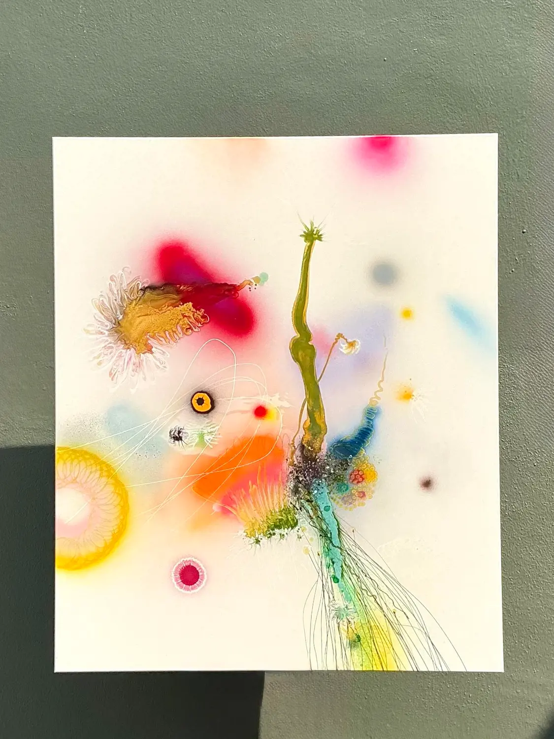 Vintage Thierry Feuz “Psychotropical Senithal” Original Abstract Oil on Canvas - Detail view