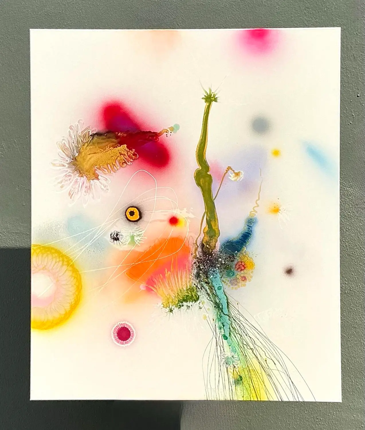 Vintage Thierry Feuz “Psychotropical Senithal” Original Abstract Oil on Canvas - Back view