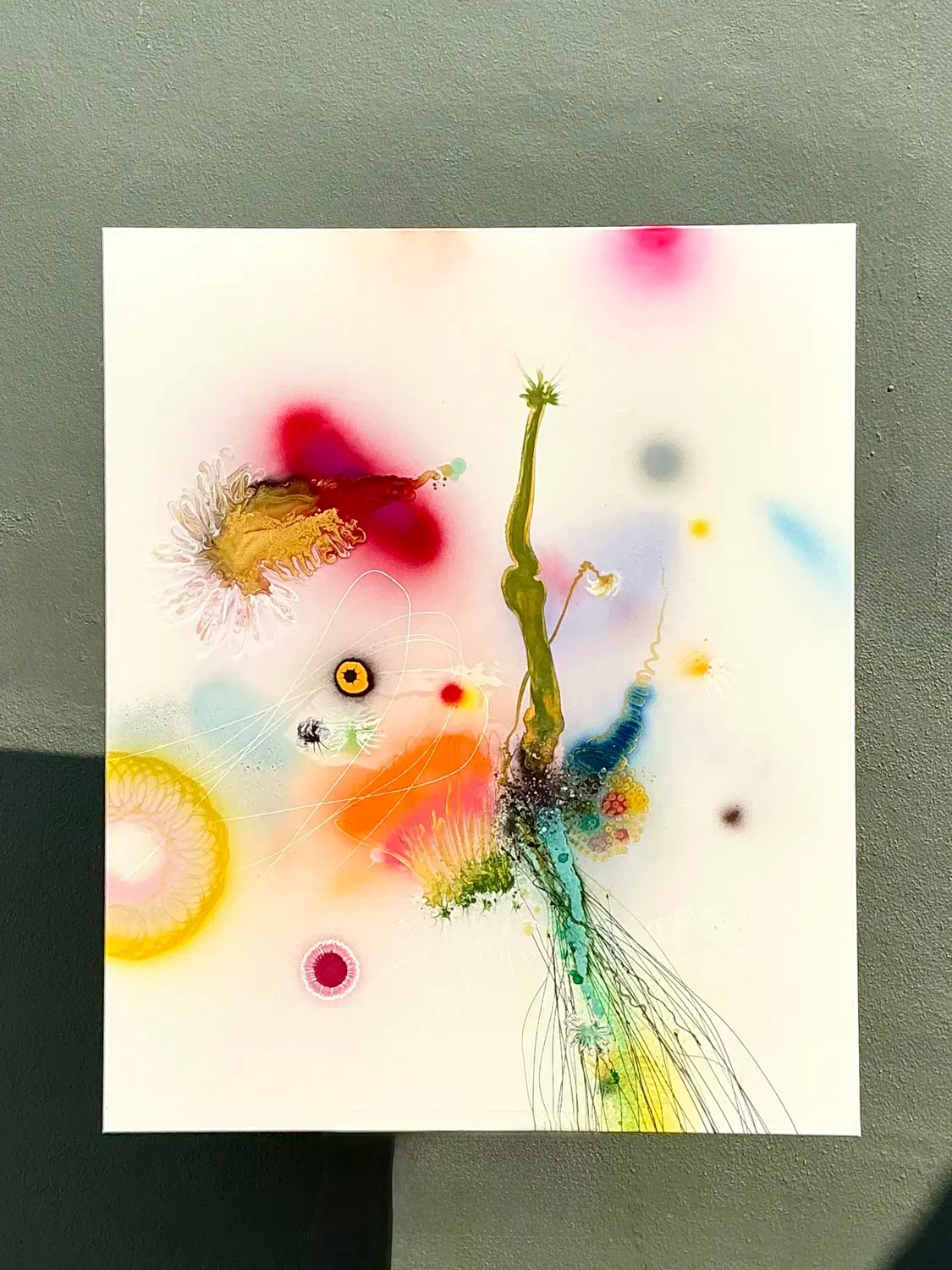 Vintage Thierry Feuz “Psychotropical Senithal” Original Abstract Oil on Canvas - Top view