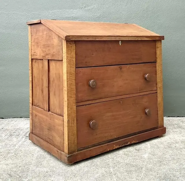 Vintage Tiger Maple Butlers Desk - Side view