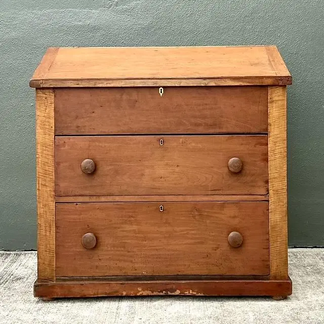 Vintage Tiger Maple Butlers Desk - Top view