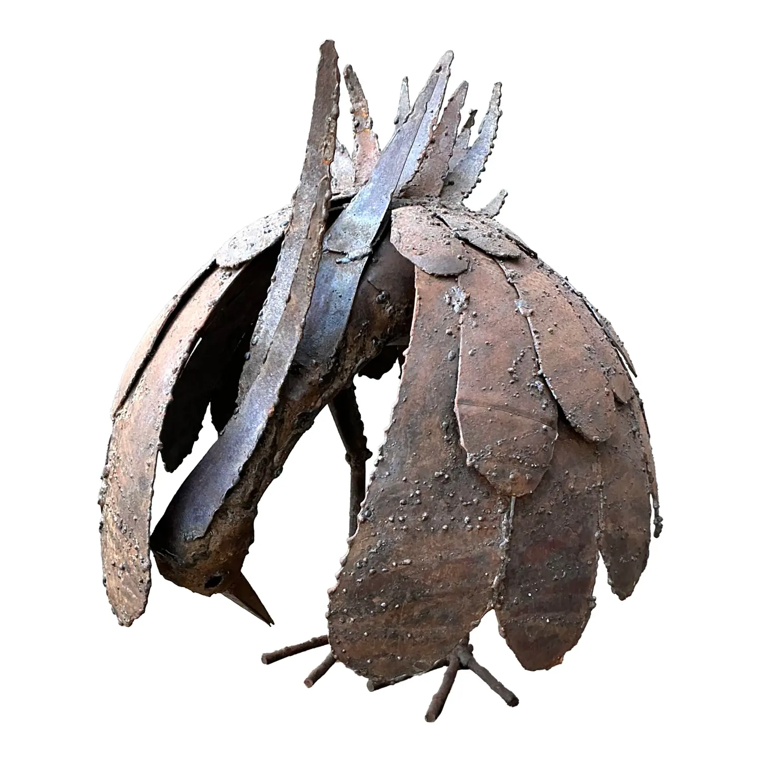 Vintage Torch Cut Iron Bird Sculpture