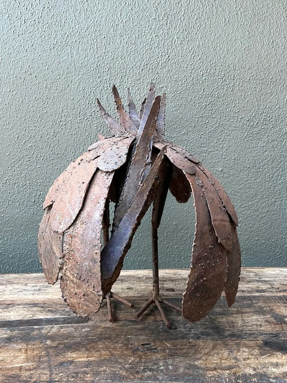 Vintage Torch Cut Iron Bird Sculpture - Detail view