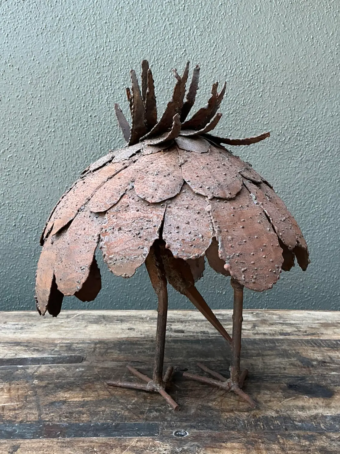 Vintage Torch Cut Iron Bird Sculpture - Back view