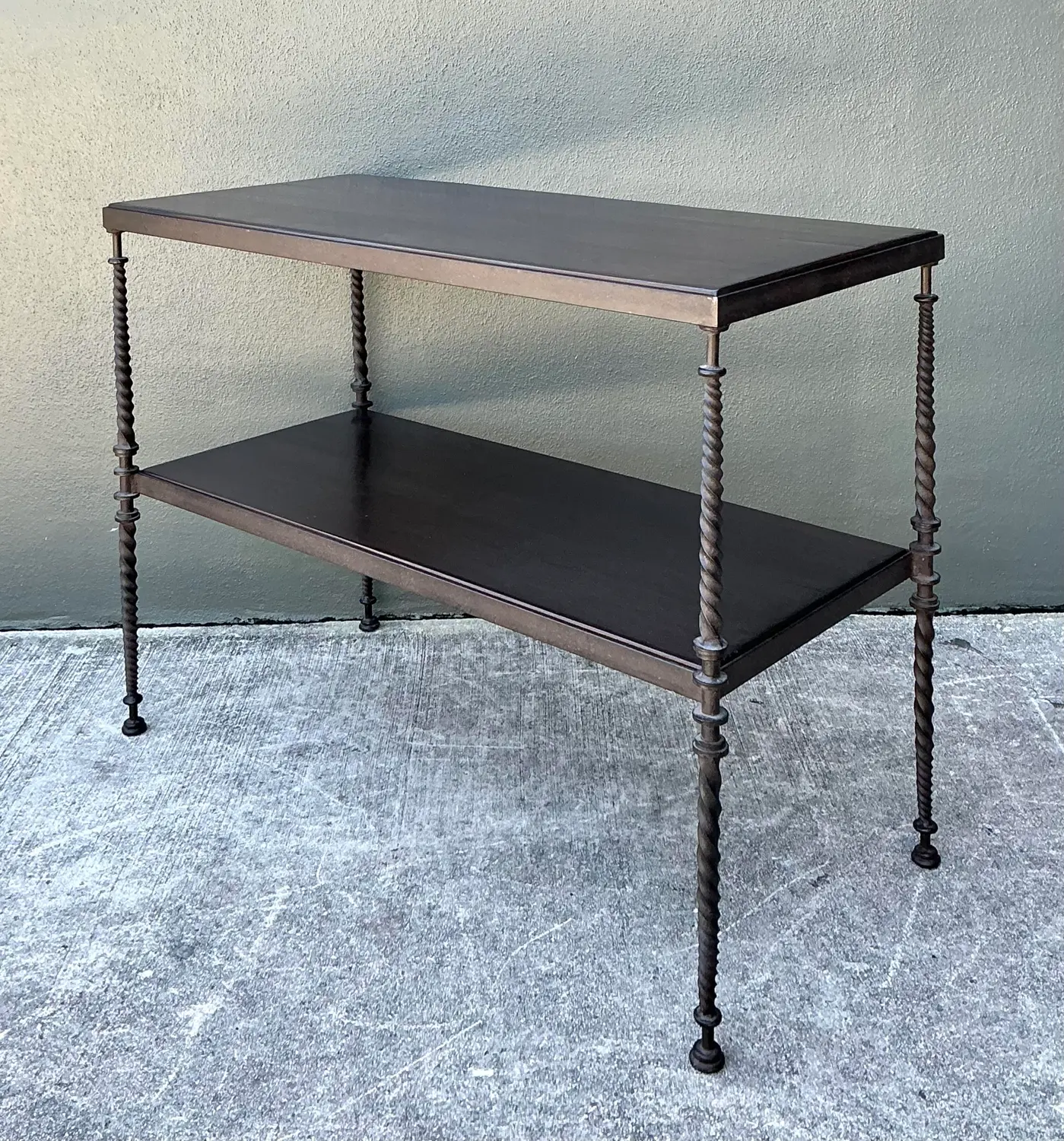 Vintage Twisted Wrought Iron Console Table - Back view