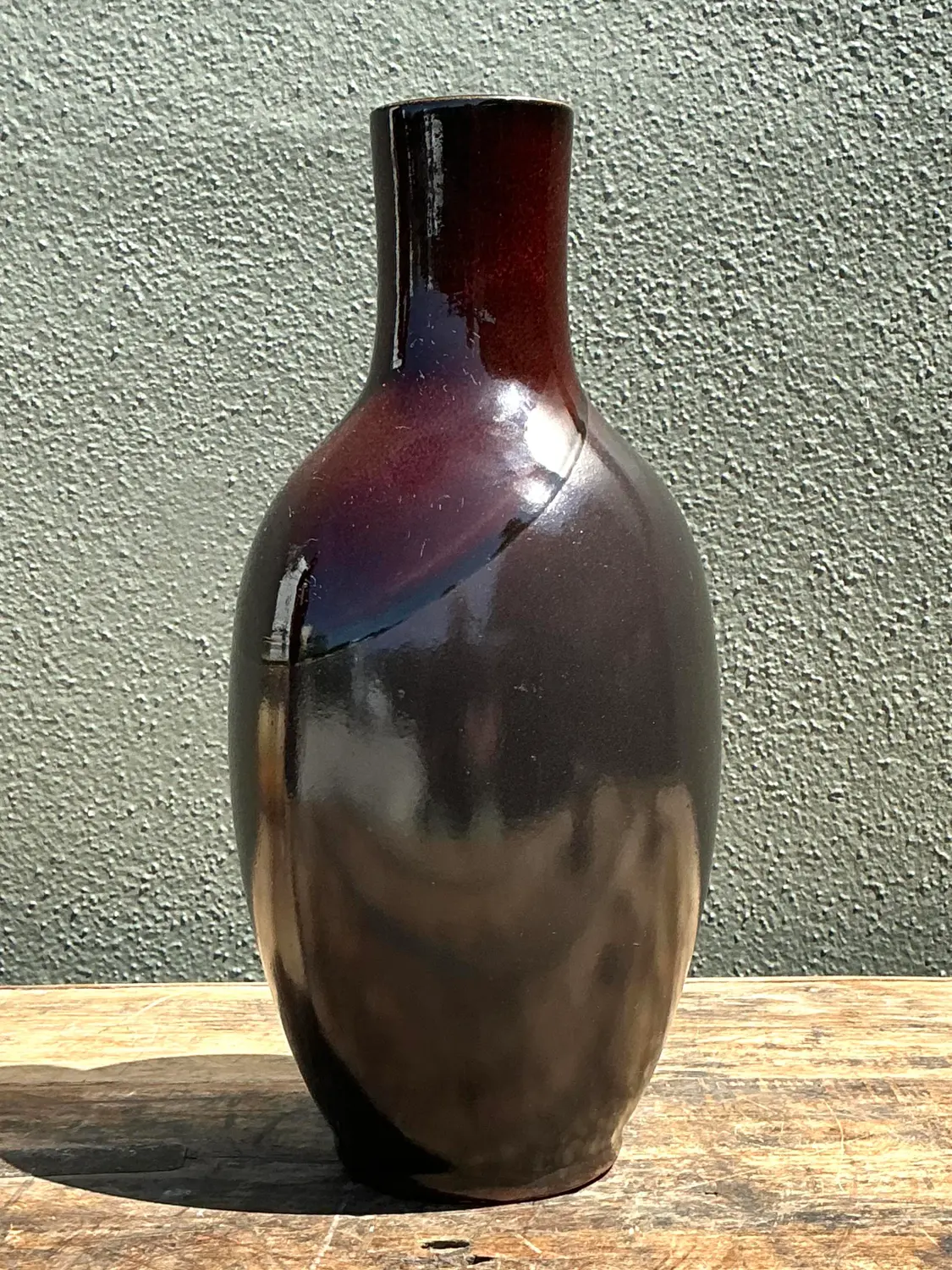 Vintage Two Tine Pottery Vase - Side view