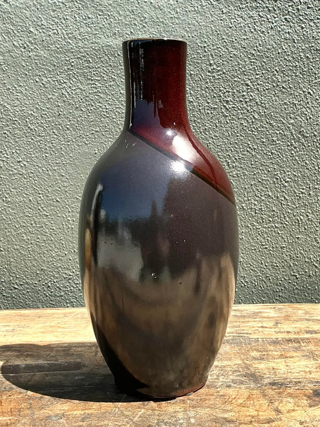 Vintage Two Tine Pottery Vase - Top view
