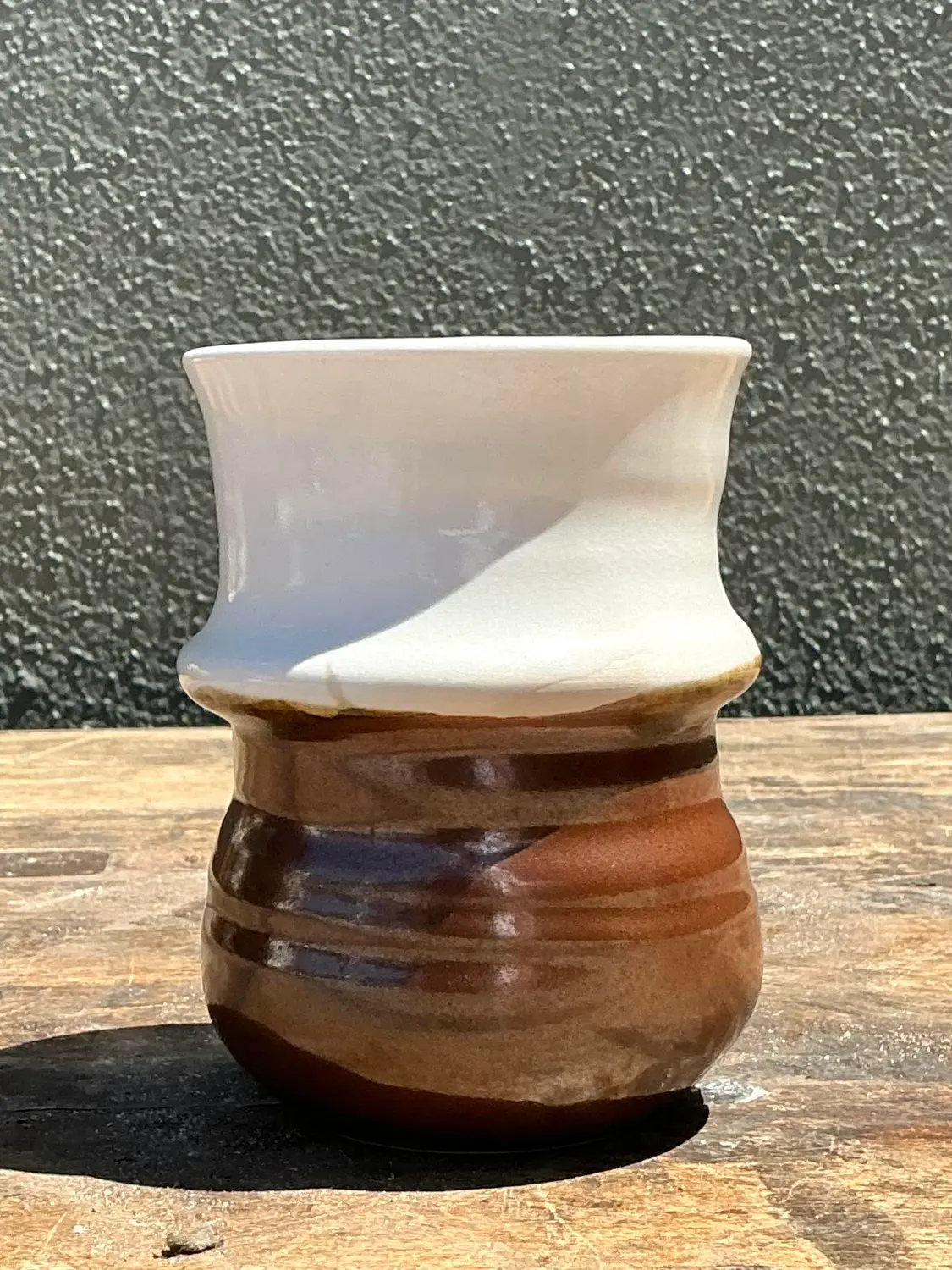 Vintage Two Tone Original Studio Pottery Vase - Side view