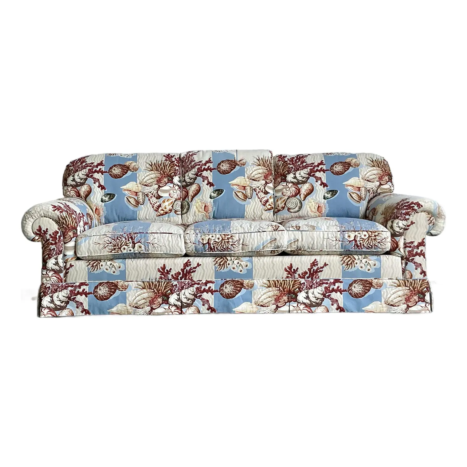 Vintage Undersea Printed Three Seat Sofa