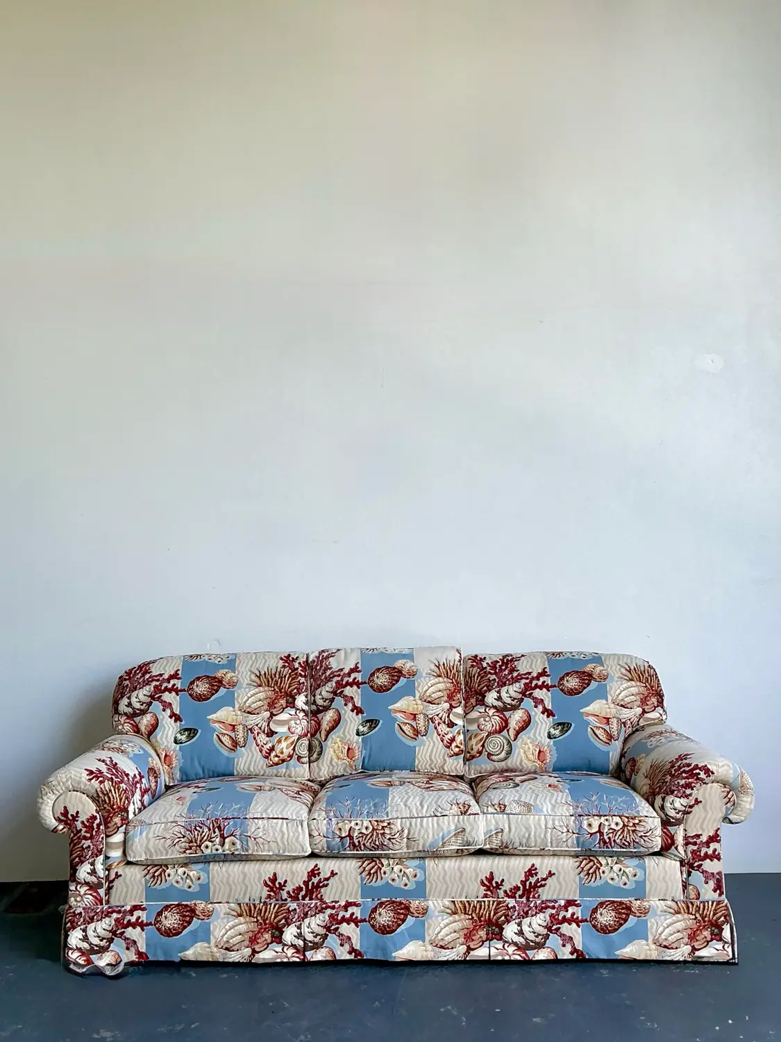Vintage Undersea Printed Three Seat Sofa - Detail view