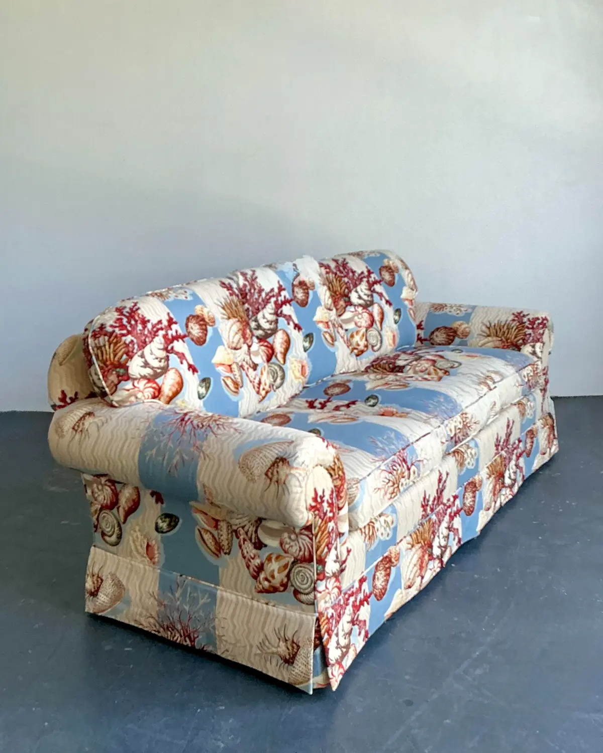 Vintage Undersea Printed Three Seat Sofa - Side view
