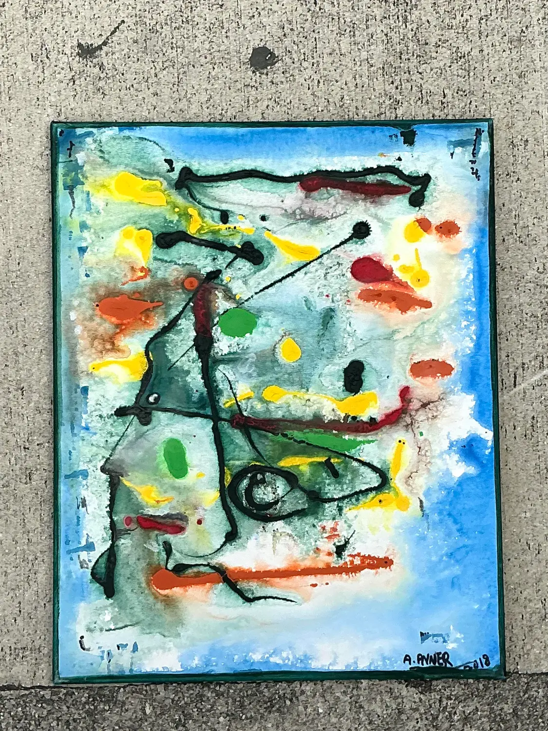 Vintage Vintage Original Abstract Oil Painting on CanvasOriginal Abstract Oil Painting on Canvas - Top view
