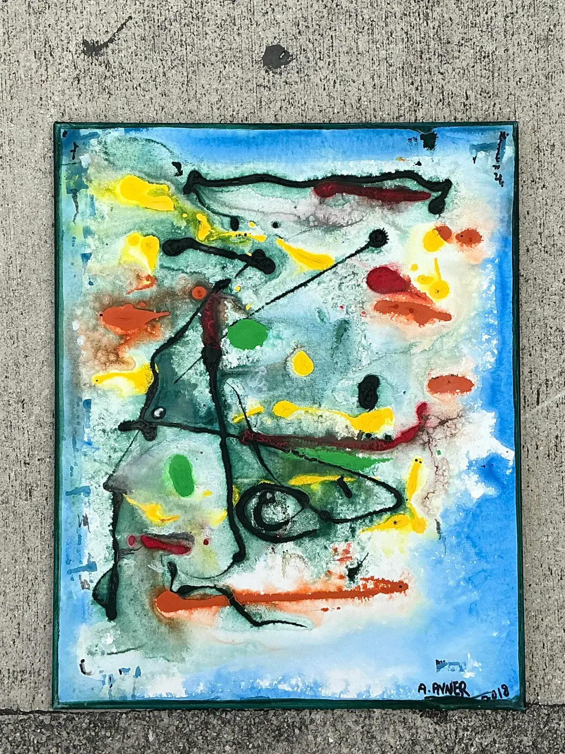 Vintage Vintage Original Abstract Oil Painting on CanvasOriginal Abstract Oil Painting on Canvas - Side view