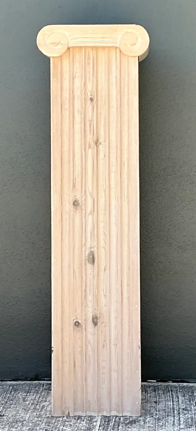 Vintage Washed Knotty Pine Column Pedestal - Side view