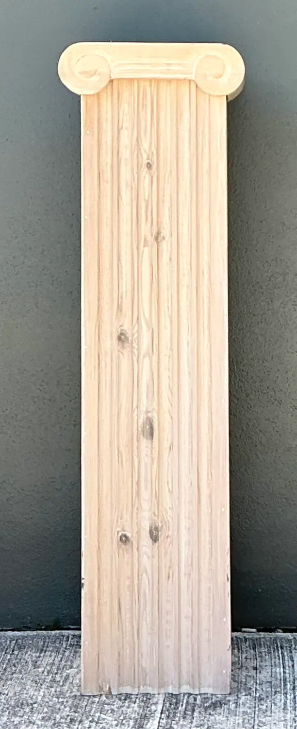 Vintage Washed Knotty Pine Column Pedestal - Back view