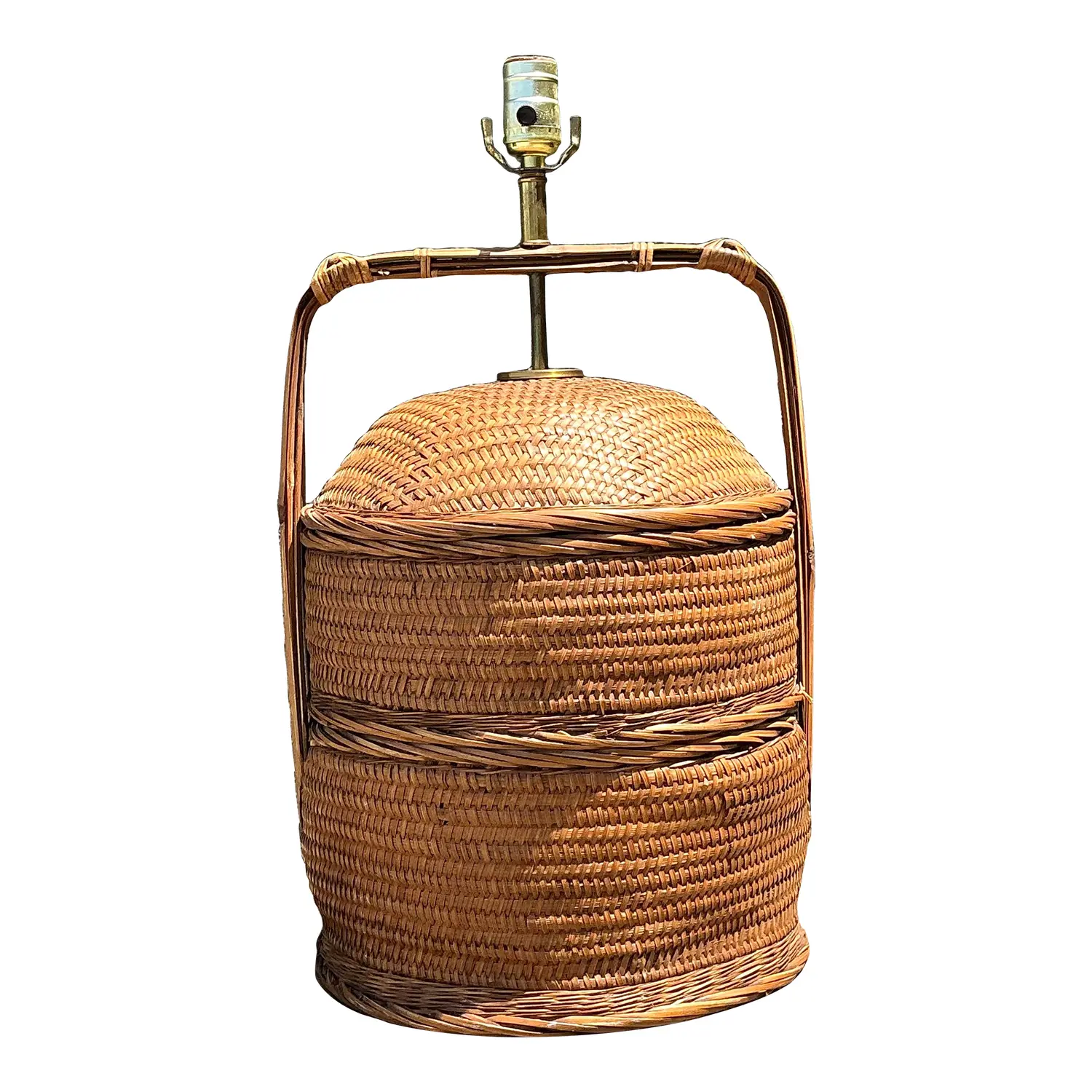 Vintage Woven Rattan Basket Lamp