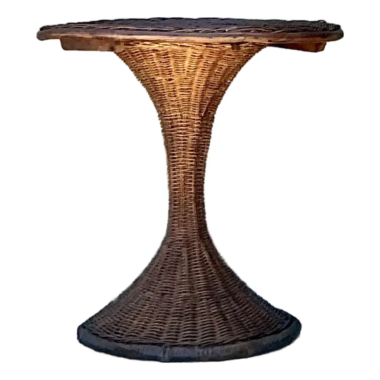 Vintage Woven Rattan Drinks Table