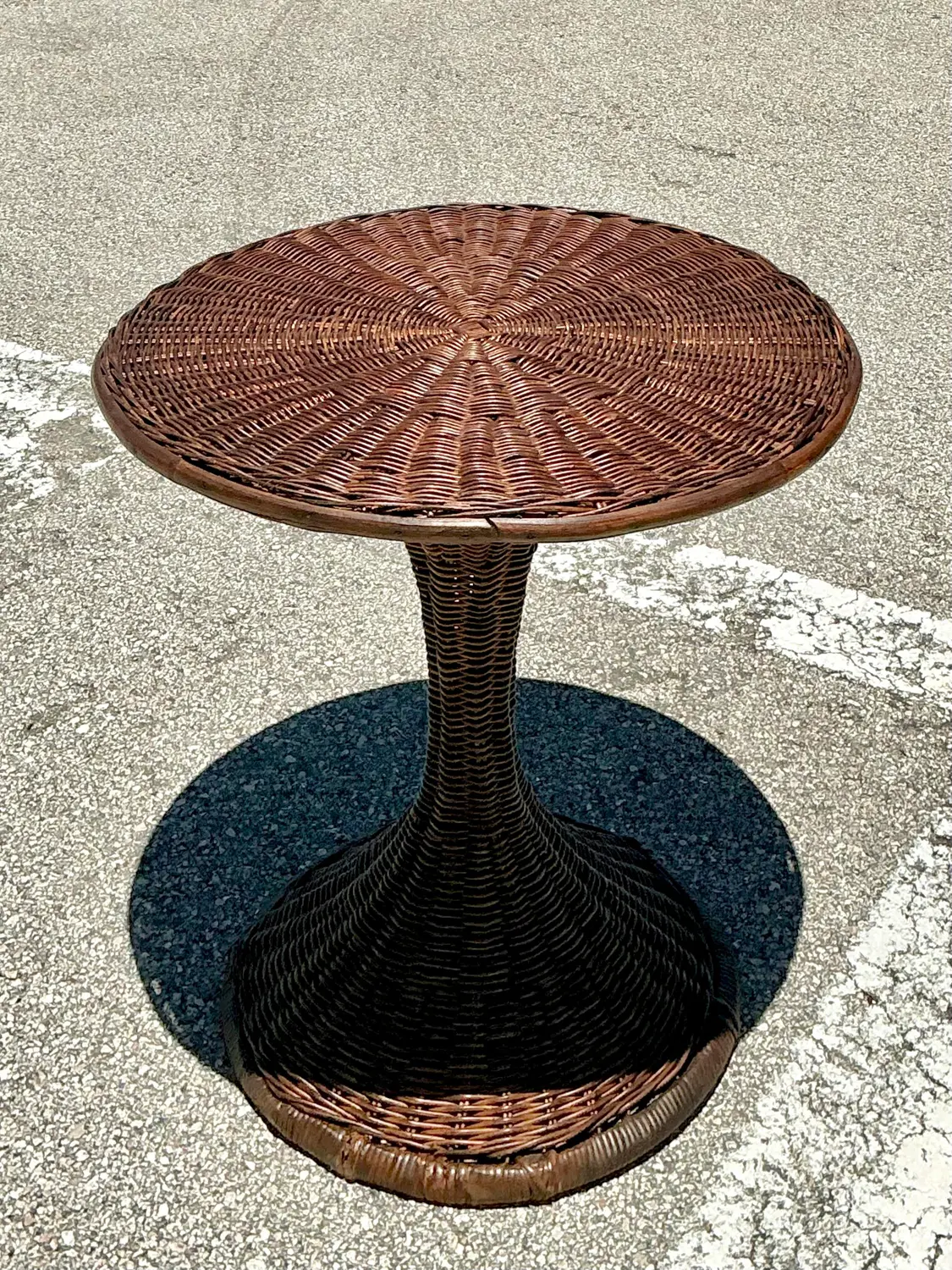 Vintage Woven Rattan Drinks Table - Detail view