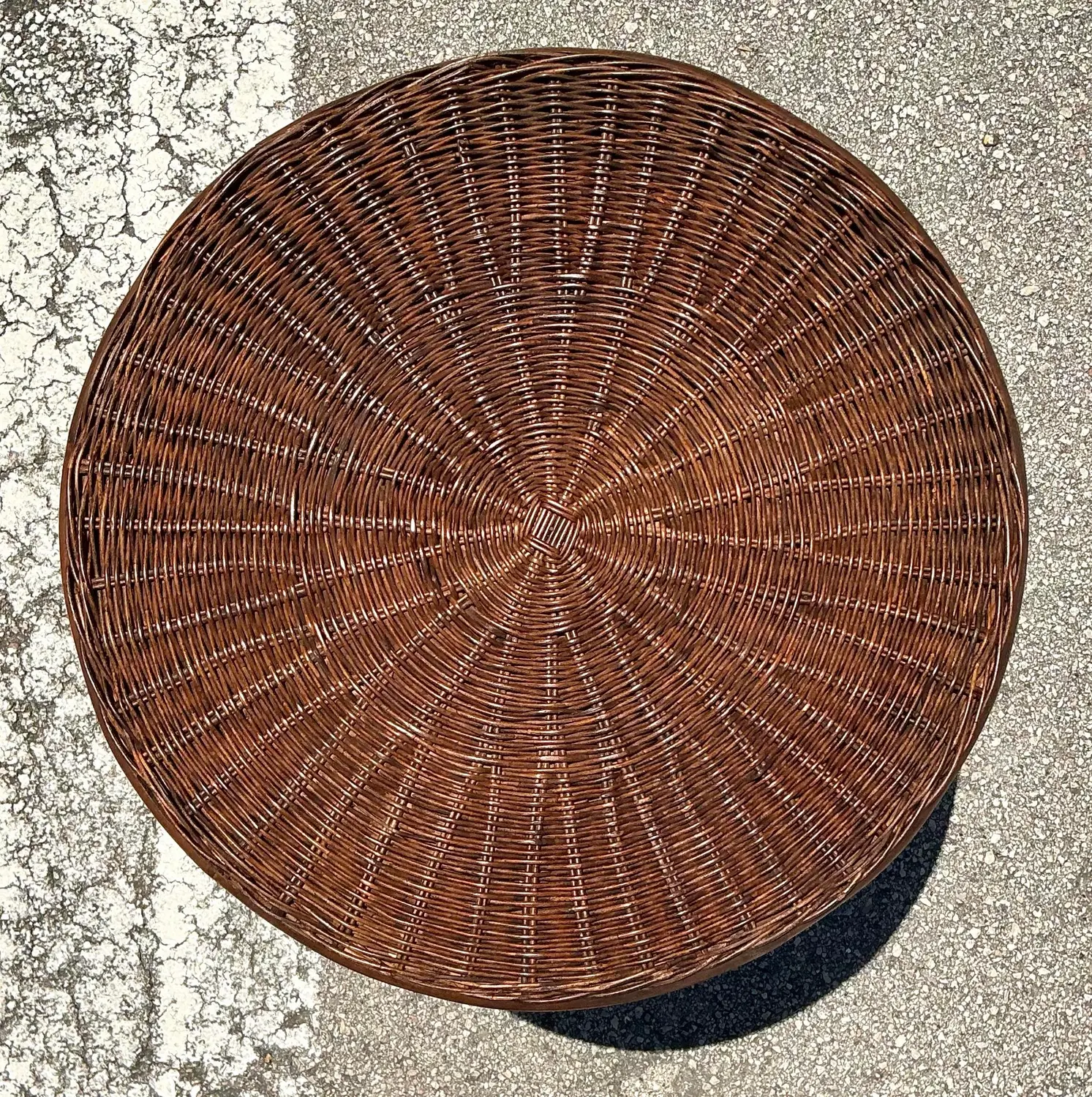 Vintage Woven Rattan Drinks Table - Back view