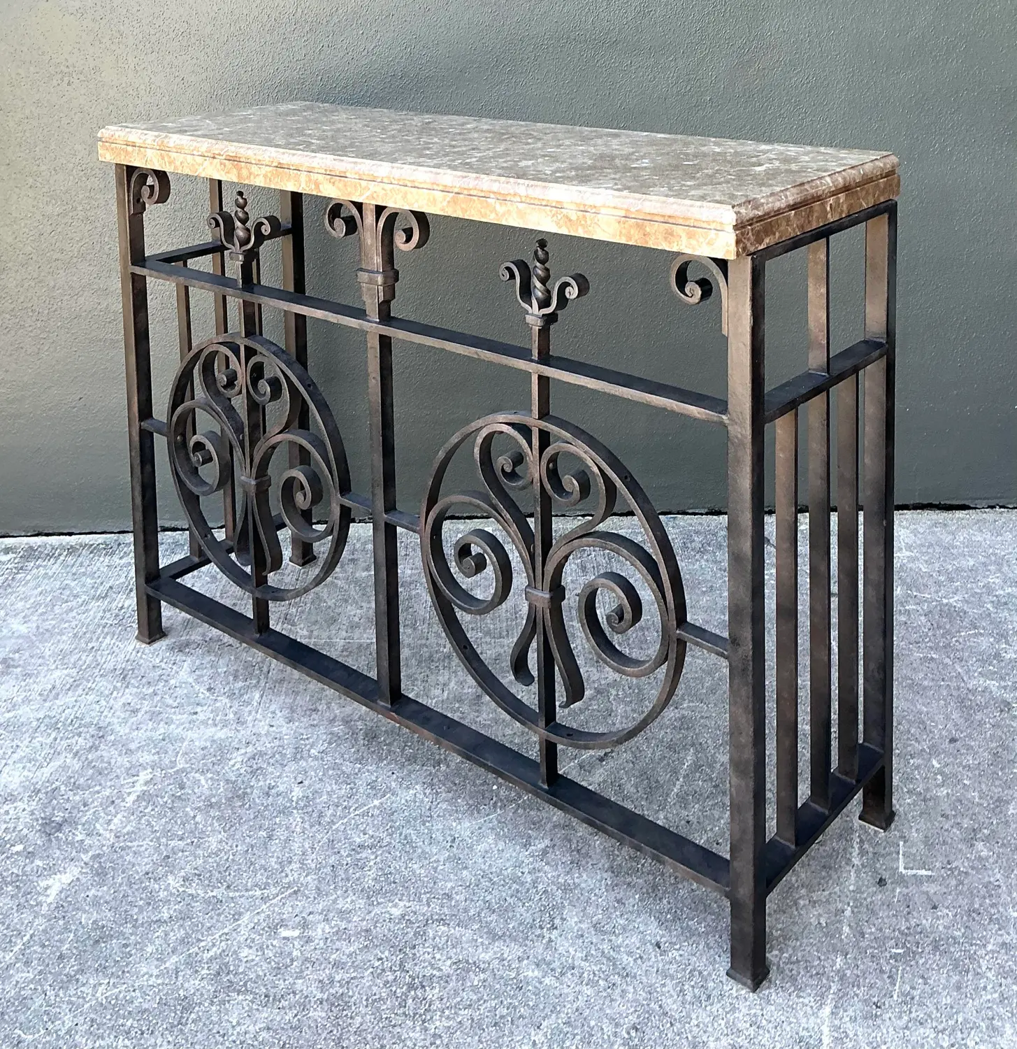 Vintage Wrought Iron Gate Console Table - Back view
